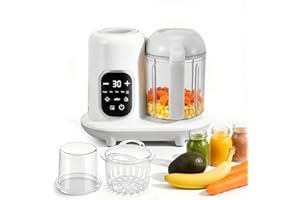 MAKDLY Baby Food Processor and Steamer, Baby Food Maker with Steam Basket & Bottle Warmer, Multifunctional Puree Blender Processor, One-Step Operation, Self-Cleaning, Touchscreen Control, BPA-Free