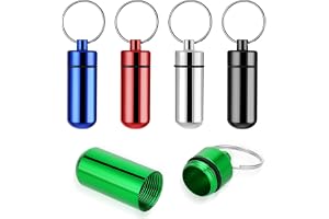 WLLHYF 5-pack aluminium liten ficka pillerlåda med nyckelring, bärbar pillerask vattentät pillerhållare medicinflaska för uto