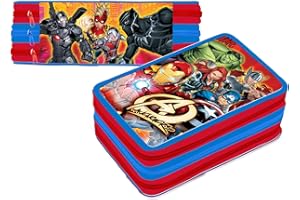 Cerdà Plumier Astuccio Triplo Scuola Avengers Hulk Thor Capitan America Ironman Disney, 3 Zip con Scomparti organizzati, Completo 44 pezzi Colori GIOTTO, Bambina Originale 20 cm Rosso Blu