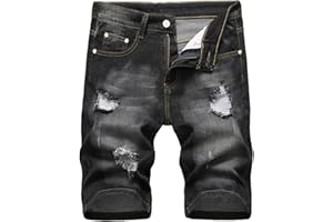NUSGEAR Homme Bermuda Jean Ete Pas Cher,Grand Taille LâChe Pantalon Court Chic Mode Confortable Casual Tendance Taille Shorts Pantalon en jean slim à fermeture éclair et élastique Ripped pour hommes