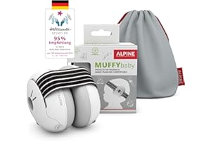 Alpine Muffy Baby - Gehörschutz für Babys - Verstellbares ANTI-SLIP-Kopfband bis 36 Monate - In Deutschland auf Sicherheit getestet - Lärmschutz Kopfhörer verhindert Gehörschäden - Schwarz