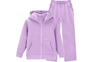 Momolaa Girls Zip up Sweatshirt and Loose Sweatpants Tracksuit Solid 2 Piece Full Set Zipper Hoodie Trackpants Bottom Jogging Pants Clothing Set Back to School Activewear
