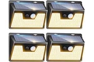 Peasur Luz Solar Exterior【4 Paquete/140 LED/3 Modos/3000K】Focos Led Solares con Sensor de Movimiento,IP65 Impermeable Luces Solares Jardin, Farolas potente,Patio