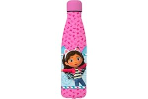 VO DESIGN Gabby's Doll House Bouteille Thermique Réutilisable, Gourde D'eau en Aluminium au Design Pandy Paws et Gabby pour Filles, Bouteille de Voyage, Capacité 500 ml | Rose, GBD-7881
