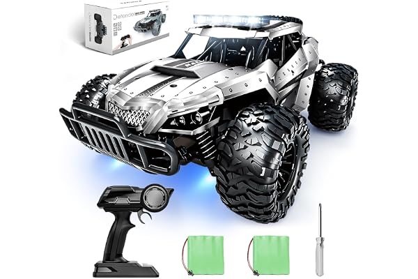 Tecnock Voiture Télécommandée 2,4GHz 1/16 RC Tout-Terrain - Jouet électrique avec 2 Piles, 60 Min de Lecture et Phare LED - Cadeau pour Enfants et Adultes