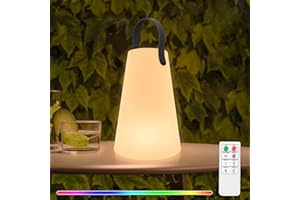 NiceBuy Lampe De Table Sans Fil Rechargeable USB Exterieur,8 Couleurs Dimmable LED Sans Fil Avec TéLéCommande,IP44 éTanche Pour Jardin ExtéRieur Restaurant Patio (Style E)