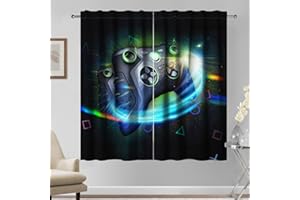 Kzzfqxb Rideaux Manette de Jeu 107x160cm 2 Panneaux, poignée de Commande Noire pour Jeux Esports fenêtre drapés, décoration de Couleur foncée pour Chambre d'enfant garçon Adolescent Salon