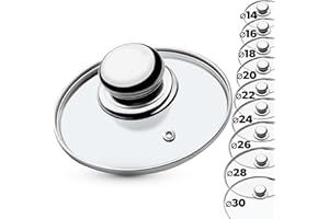 ‎KADAX KADAX Glasdeckel mit Griff aus Stahl, hitzebeständiger Deckel für Topf ⌀14-30cm, Deckel mit Dampfloch, Universaldeckel in verschiedenen Größen, leichter Topfdeckel, spülmaschinenfest (16cm)