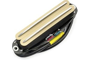 Musiclily Pro ST-DPHC Céramique Rail Blade Micro Humbucker Format Simple Bobinage 13,2K Super Distortion pour Guitare électrique Style Strat, Corps Crème Rail Chrome