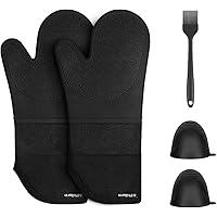 Philorn Silikon Ofenhandschuh Grillhandschuhe Grill Lederhandschuhe Hitzebeständige Handschuh bis zu 230 ° C…