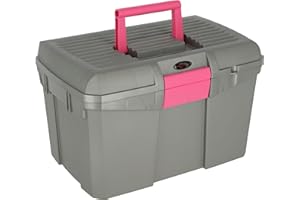 Covalliero Putzbox Siena, grau/pink, 40x26x24; Kunststoff, mit herausnehmbarem Einsatz, mit Pinselhalter, Pferde