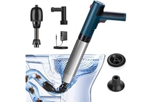 DkevEu Deboucheur Canalisation Professionnel avec Baromètre, Déboucheur Canalisation avec 4 Ventouses, Gants et Pince à Griffes, Électrique Deboucheur WC pour Toilettes, Tuyaux de Cuisine
