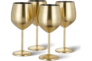 OS OAK & STEEL ENGLAND Oak & Steel - 4 Eleganti Bicchieri Da Vino In Acciaio Inossidabile Color Oro, 540 Ml - Set Regalo Di Calici Da Vino Infrangibili, Per Home Bar, Matrimoni, Anniversari, Feste Di Compleanno