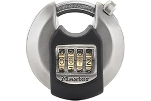 Master Lock Cadenas rond [Combinaison] [Acier Inoxydable] [Extérieur] M40EURDNUM - idéal pour les espaces de rangement, les Remises, les Garages, les Remorques 70 mm Gris