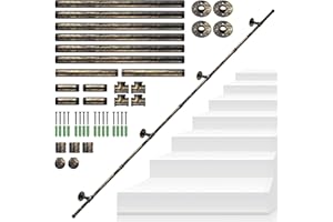 TANiCE Barandilla de Escalera 300 cm Negro Bronce, Pasamanos de Pared Antideslizante de Tubo Industrial, Barra de Apoyo Interior Exterior para Ancianos Niños y Embarazadas, Fácil Instalación DIY