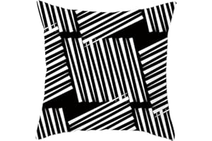 Lieson Fodere Cuscino Divano, Federa Cuscini 50x50 CM 1 Pezzo Federa per Cuscini Quadrati Nero Bianco Geometrico A Strisce, Poliestere