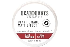 BY CAROBELS BEARDBURYS Beardburys Essentials Clay Pomade | Cera Pelo Hombre Mate, Fijación Alta y Acabado Mate, Sin residuos Natural y Vegana - 100ml