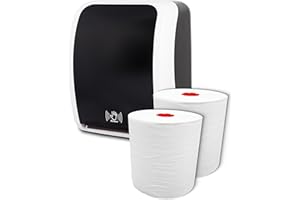 ‎BLANC HYGIENIC Blanc HYGIENIC Set: Handtuchrollenspender Sensor, berührungslos, Blanc Cosmos 2 Handtuchrollen Premium TAD - PRODUKTSET Farbe Schwarz/Weiß