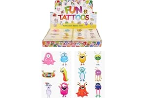 Monsters tymczasowe tatuaże dla dzieci, 24 wybrane wzory, idealne woreczki imprezowe i pomysł na prezent dla dzieci (opakowanie 24 szt.)