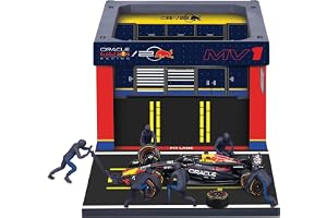 Bburago - Pit Stop Red Bull RB20 (2024) #1 Verstappen, Lekset med Diorama, Bil Skala 1:43 och 6 Mekaniker, Detaljerad Replika, Red Bull-Licens, Rekommenderad Ålder 3+ År