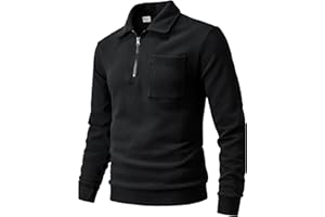 Harbrosrce Homme Sweatshirt en Micro Fleece Polaire à Manches Longues Chaud Maillot de survêtement et Fermeture éclair French Terry Sweat Coton Pull-Over Automne Hiver