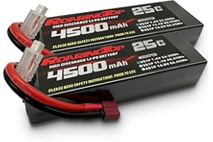 RoaringTop 2S LiPo Batterie 4500mAh 7,4V 25C Hardcase RC Lipo Batterie avec Deans Connecteur pour RC Voiture RC Bateau RC Camion Hélicoptère (2 Pcs)