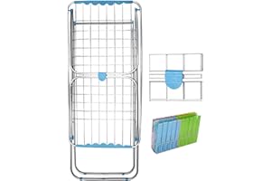 Jardin202 - Tendedero de Aluminio con Capacidad de 20m Incluye 20 Pinzas | Tendal Plegable con Varillas Gruesas y Resistente | Plata