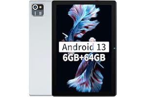 HotLight Tablet 10 Zoll, Android 13 Tablet with Quad Core Prozessor, 6GB RAM+64GB ROM+128GB SD Erweiterung, 5000 mAh, WiFi, Bluetooth, Tablet PC mit Dual Kamera Silber