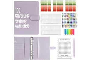 RoserRose 100 Briefumschläge, A5 Haushaltsplaner Mit Umschlägen Geldsparbinder Budget Planne, Geldsparung Organizer mit transparenten Geldumschlägen und Magnetknopf für Paare, Büros, Zuhause, Schule