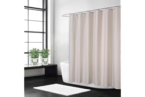 LINTIMES Lniana zasłona prysznicowa o gramaturze 240 g/m², ciężka kurka, zasłona prysznicowa do łazienki, z haczykami, hotel, luksusowy materiał, nadaje się do prania, kość słoniowa, 120 x 200 cm