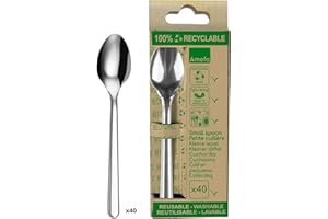 Amefa Leaves Caja de 40 cucharillas de café reciclables, Acero Inoxidable 18/0