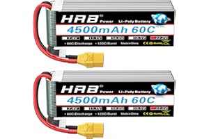 HRB POWER HRB 6S Lipo batería 22,2 V 4500 mAh 60C Lipo batería con Conector XT90 batería de Clase A+ para Coche RC avión Buggy helicóptero camión Hobby (2 Unidades)