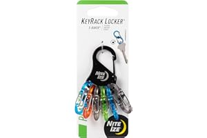 Nite Ize Casier à clés, mousqueton en acier inoxydable, avec 6 classeurs en S colorés pour maintenir et identifier les clés, noir