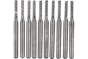 HILITAND 10pcs Fraise en Carbure Cémenté Fin Mill Gravure Bits Sculpture Perceuse Coupeur SMT / CNC / PCB 2mm