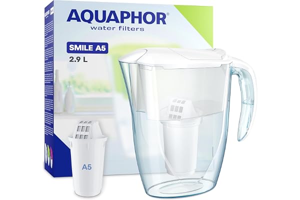 AQUAPHOR Smile Carafe filtrante à eau – 2,9 L (Blanc, 1 Filtre A5)