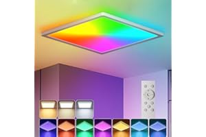 ‎BLNAN BLNAN LED Deckenleuchte RGB Dimmbar mit Fernbedienung, 24W Deckenlampe Panel mit Farbwechsel,3000K-6500K 2400lm Modern Quadrat Lampe für Wohnzimmer Schlafzimmer Kinderzimmer Badezimmer-Weiß,30x2.5cm