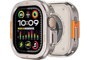 Bisikor 2 in 1 Metal Case Compatible with Apple Watch Ultra 3/2/1 49mm Case, Rugged Protective Metal Bumper with Back Cover for iWatch 49mm, Natural Titanium