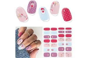 DUKASOU Semi Cured Gel Nail Strips, 28 Pieces Christmas Santa Gel Stickers for Nails, Nail Wraps for Women Works with Any UV Lamp