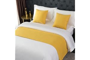 TTiiLoe Camino de cama para pies de cama, decoración de ropa de cama, colcha de color sólido, bufanda, toalla de protección para dormitorio de hotel, amarillo, 50 x 210 cm para cama de 1,5 m