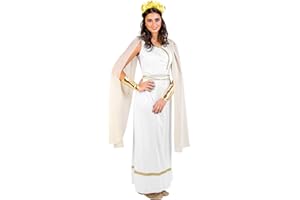 dressforfun Frauenkostüm griechische Göttin Olympia | Langes, edles Kleid mit Pailletten-Verzierungen | goldfarbene Flügelärmel | Armmanschetten & Kopfschmuck