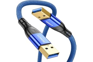 XGMATT USB 3.0 Kabel 1M,5Gbps High Speed Transfer,USB 3.0 A auf A Datenkabel geflochten kompatibel mit HDD, Drucker, Kamera, externe Festplatte, DVD, Blau