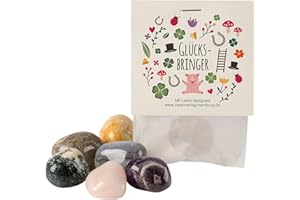 IDEENVERLAG HAMBURG 10x "Glücksbringer" Glückssteine für Kinder / Glücksbringer Stein als Mitgebsel Kindergeburtstag / Silvester Mitgebsel / Glücksbringer Kinder / Glücksbringer Geburtstag Mitgebsel Kinder Kleinigkeit