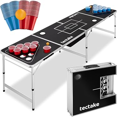 Table De Beer Pong – Pliable Avec Poignées De Transport – 240 X 60 X 70 Cm – Surface Imperméable – Jeu Adulte