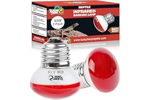 LUCKY HERP Reptilien Infrarotlampe Wärmelampe, Rotlichtlampe Wärmelampe Terrarium 40W 2 Stück, E27 Terrarium Heizung Lampe für Reptilien, Schildkröten, Chamäleons, Eidechsen