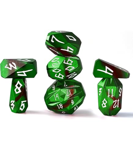 Dungeons & Dragons Feywild Heavy Metal Dice Set - Copper & Green Zinc Alloy RPG Dice (7-Piece Set) - View #4