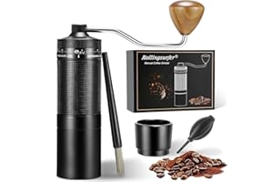 Rollingsurfer C1 Macinacaffè Manuale, Macinacaffè in Grani Portatile con Macina Conica in acciaio Inossidabile CNC per Caffettiera Espresso/Moka/Pour Over/Francese, Esterno Regolabile 0-150 Griglie