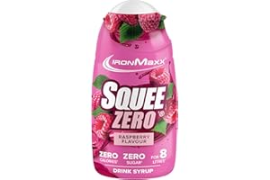 ‎IRONMAXX IronMaxx SqueeZero - Raspberry 65ml | Sirup, Erfrischendes Geschmackserlebnis für 8 Liter, Zuckerfrei und Kalorienfrei in 100ml verzehrfertigem Getränk