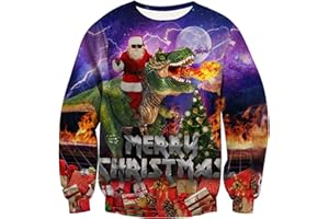 Evensu Men Christmas Sweatshirts Unisex Ugly Christmas Jumper Novelty Funny Print Pullover Women Xmas Sweatshirts