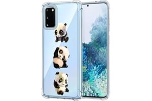 Suhctup Silicone Custodia Compatibile con Samsung Galaxy A21S, Cover Trasparente con Panda Disegni, Soft TPU Gel Bumper Slim Crystal Full Body Antiurto Case per Galaxy A21S