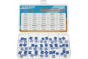 AUKENIEN 15 Werte 60 Stück 3296W Trimmer Potentiometer 10 50 100 200 500 1K 2K 5K 10K 20K 50K 100K 200K 500K 1M Ohm Variable Widerstand Sortiment Kit